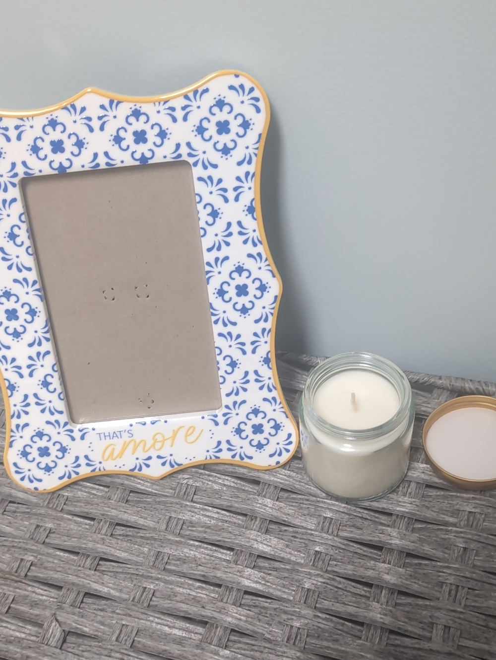 Decorative Blue and Gold Ceramic Photo Frame - That's Amore